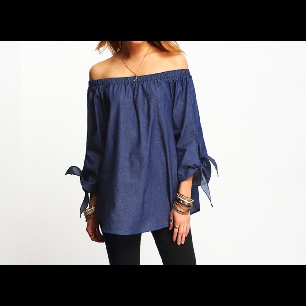 Bardot Dolphin Hem Knotted Blouse Blue